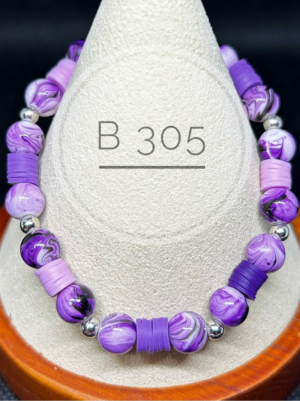 Purple Marbled Bead Bracelet